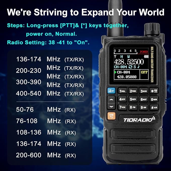 Ham Radio Handheld TIDRADIO TD-H3 Plus, Web Upgrade, APP PC Wireless Programming, Multi-Band Long Range Walkie Talkies, NOAA Weather Receiver, Two-Way Radio with 15.15" TD-771 Antenna-1 Pack Full Kit