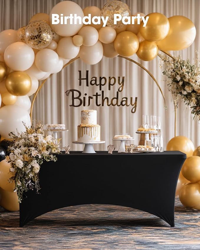Pureegg Spandex Tablecloth 4ft - 2 Pack, Fitted and Tight Cloth for Rectangle Table, Wrinkle-Free and Stretch Table Cover for Party, Wedding, Banquet and Birthday, Black