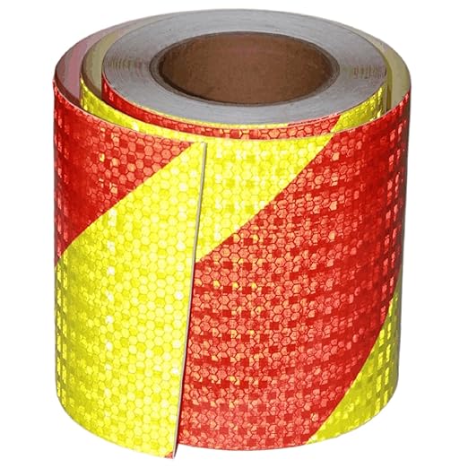 Reflective Tape Outdoor Waterproof 6 inch X 66 feet, High Visibility Hazard Conspicuity Warning Safety Industrial Marking Tape