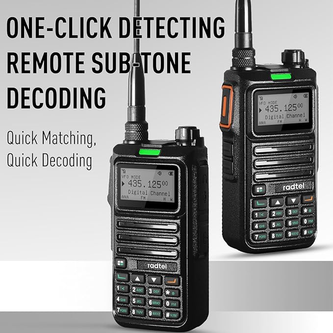 Radtel RT-4D DMR Radio 1024 Channels Walkie Talkie, Dual Band Dual Mode Analog/Digital Two Way Radio, Dual Time Slot Tier 1+2, Ham Radio UHF VHF Spectrum