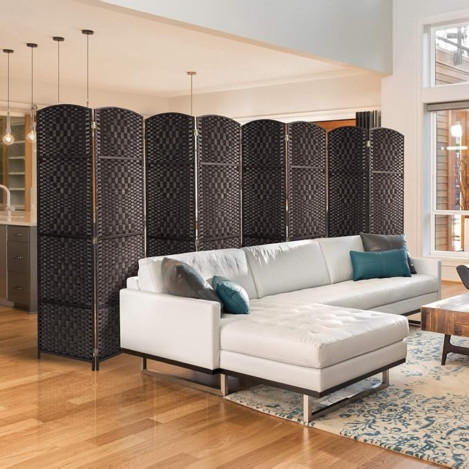 Sorbus 8 Panel Room Divider 6 ft. Tall - Privacy Screen, Extra Wide Double Hinged Panels, Diamond Double-Weaved, Partition Room Dividers and Folding Privacy Screens, Wall Divider for Room Separation