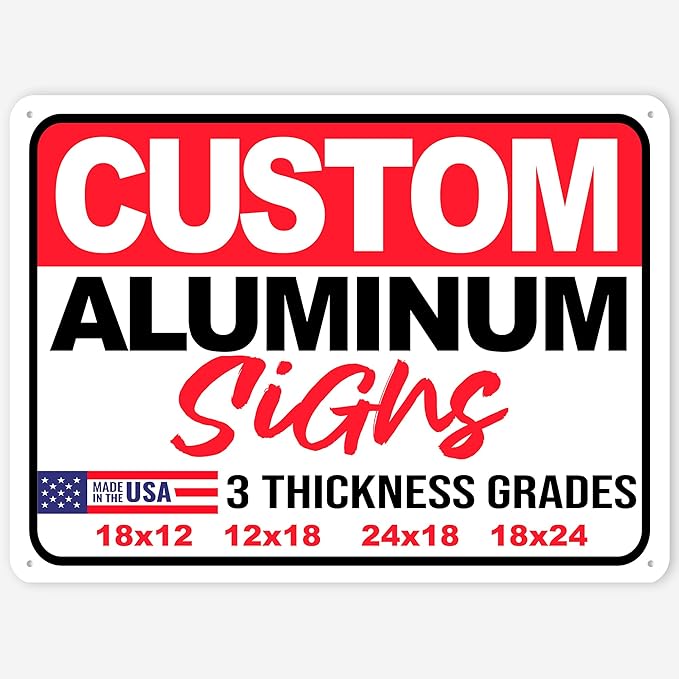 24x18" Custom Aluminum Sign with Text, Personalized Metal Sign for Outdoor, Customized Aluminum Signs for Business, Office or Home (Horizontal)