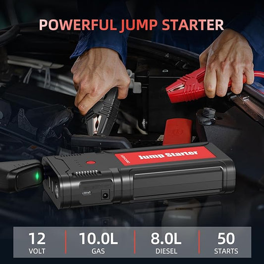 DBPOWER Jump Starter 2750A Peak 76.96Wh Portable Car Jump Starter (Up to 10L Gas/8L Diesel Engine) 12V Auto Battery Booster Pack with Smart Clamp Cables, Quick Charger, LED Light Jump Box