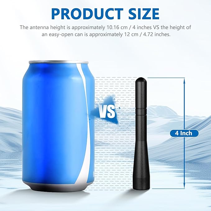 4 Inch Car Truck Short Antenna, Aluminum Car Antenna Replacement Mast Vehicle Stereo AM FM Radio Antennas for Cars Trucks Pickups Off-Roads