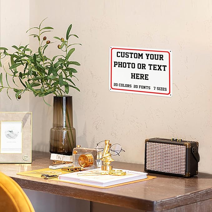 Custom Metal Sign, Personalized Aluminum Sign for Office, Business, Workplace, office, Home, Airbnb, Delivery Signs, 8x6Inch