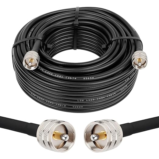 RG8x Coaxial Cable 100ft,CB Coax Cable 50 Ohm,UHF PL259 Male to Male Low Loss CB Antenna Extension for HAM Radio,VHF Radio,SWR Meter,Dummy Load,Antenna Analyzer