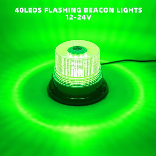 Green LED Beacon Lights 12-24V Warning Safety Flashing Emergency Roadside Strobe Mini Light Bar with Magnetic Base for Snow Plow Truck Construction Vehicles Forklift Tractor Golf Carts 1-Pcs