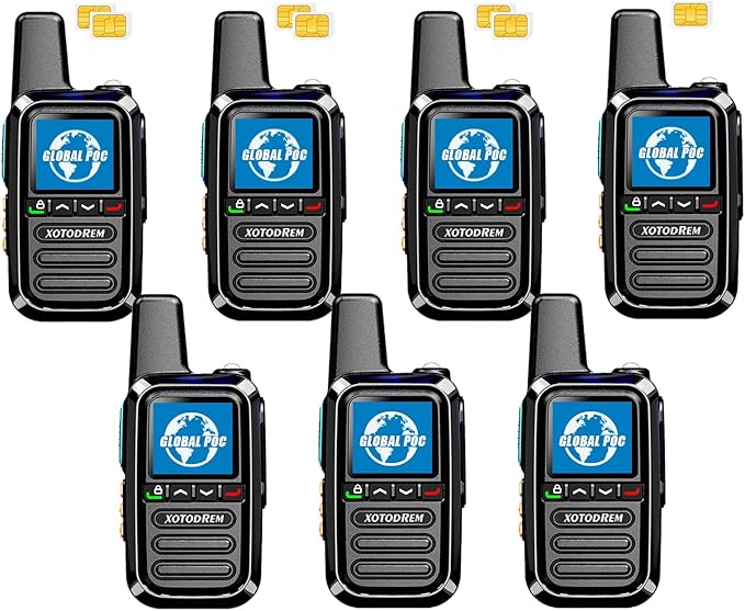Global Lifetime Free Rapid Walkie Talkies Unlimited Range 4G LTE PoC(Push-to-Talk Over Cellular) Radios Nationwide PTT Two Way Radios Long Distance for Family, Logistics, Company (6 to 10PCS, 7)