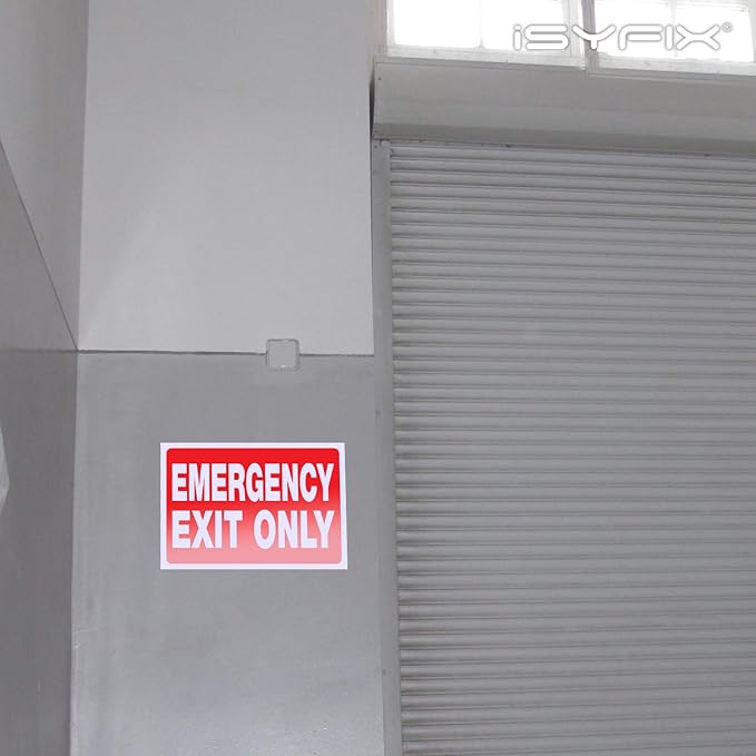 Emergency Exit Only Signs Stickers, 2 Pack 10x7 Inch – Premium Self-Adhesive Vinyl Decal, Laminated for Ultimate UV, Weather, Scratch, Water & Fade Resistance, Indoor & Outdoor
