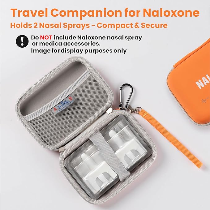 Empty Naloxone Reflective Carry Case Kit, Fits 2 Pack Nasal Sprays, High Visibility Day & Night, Hard Shell & Splash Resistant, for Opioid Overdose Emergency Preparedness (No Naloxone)