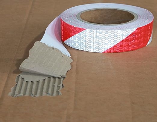 Red White Reflective Tape 1 inch Wide for Trailer, Outdoor Waterproof High Visibility Safety Warning Adhesive Strips (66 feet)