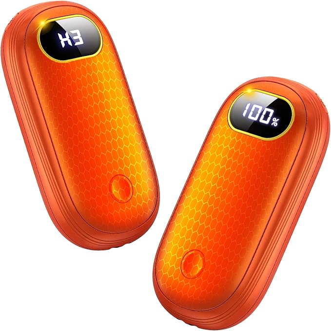 Electric Hand Warmers Rechargeable with Power Bank, LED Display, 17Hrs Warmth, Dual-Side 4 Levels Fast Heating Portable Pocket Heater for Hunting, Camping, Golf, Outdoor, Gifts for Women/Men