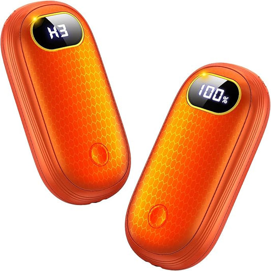Electric Hand Warmers Rechargeable with Power Bank, LED Display, 17Hrs Warmth, Dual-Side 4 Levels Fast Heating Portable Pocket Heater for Hunting, Camping, Golf, Outdoor, Gifts for Women/Men