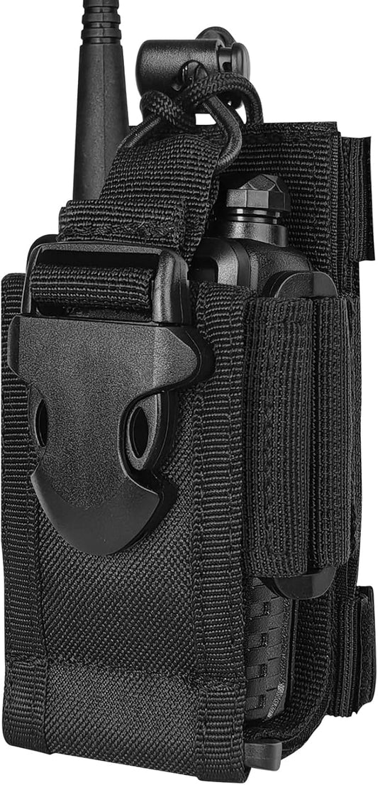 LUITON Tactical Molle Radio Pouch - Heavy Duty Holster Bag for Two-Way Walkie Talkies - Compatible with Bags/Packs/Duffels (Black)