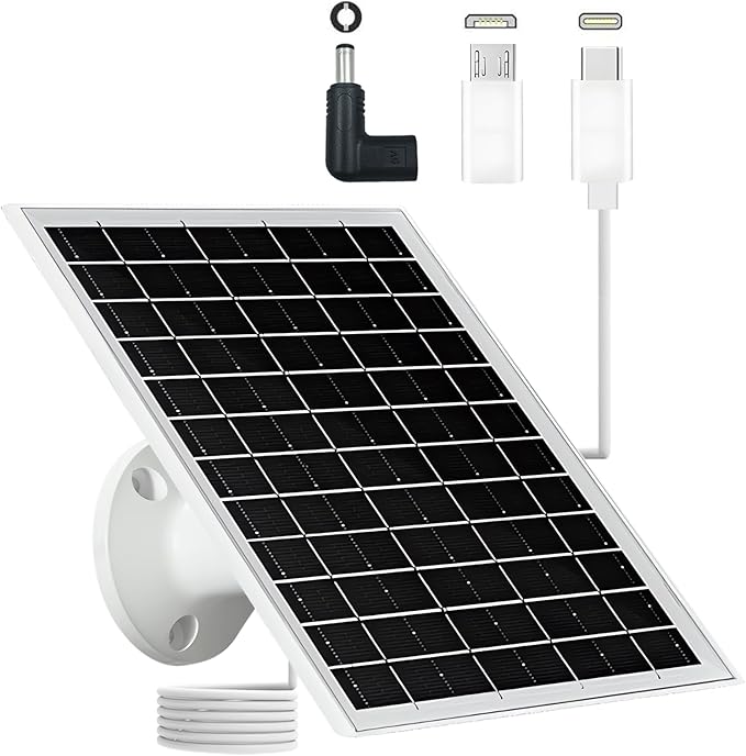 5V 6W USB Solar Panel Portable 5 Volt 6 Watt High Efficiency Monocrystalline Solar Panel Charger Type-C Micro USB C DC Port for Camera Fan Camping Lantern Etc(1 Pack White)