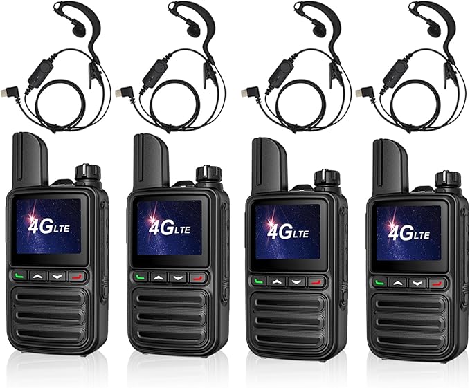 Unlimited Range Walkie Talkies Handheld PoC Two-Way Radio,pre-Installed SIM Card (Free for Life) Suitable for Fleet Dispatch/Construction site Collaboration/Family Emergencies (Glossy Black 4)