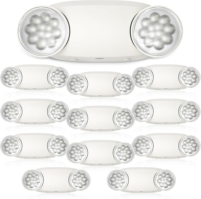 FREELICHT 12 Pack Emergency Lights for Business, with Battery Backup, Two Head Adjustable LED Emergency Lighting, UL 924 Certified,AC 120/277V