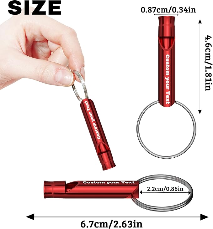 20 Pcs Custom Emergency Whistles with Keychains, Personalized Loud Safety Survival Whistle Engraved with Name/Text, Bulk Whistles for Outdoor Sports, Camping, Hiking, Boating, Hunting