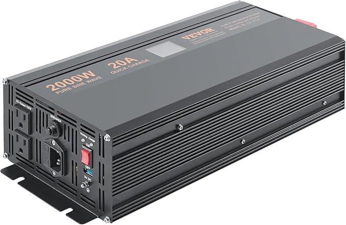 VEVOR 2000W Sump Pump Battery Backup with LCD, Automatically Shifts to Inverter Power Ensuring Uninterrupted Operation, Essential for Emergencies & Power Failures