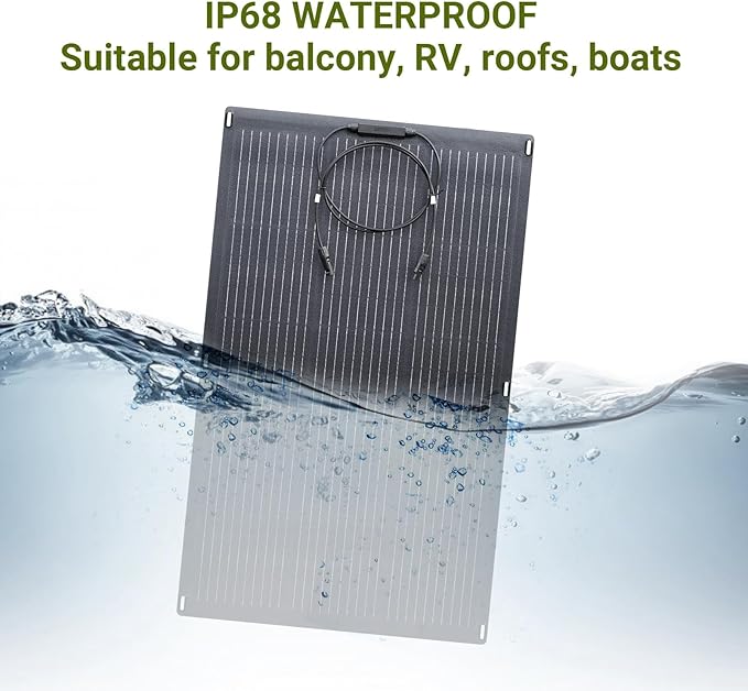 ALLPOWERS SF200 200W Flexible Solar Panel,Ultra-Thin 3mm Bendable Monocrystalline Solar Charger,25% Efficiency IP68 Waterproof for RV Roof,Camping,Marine Use,Compatible
