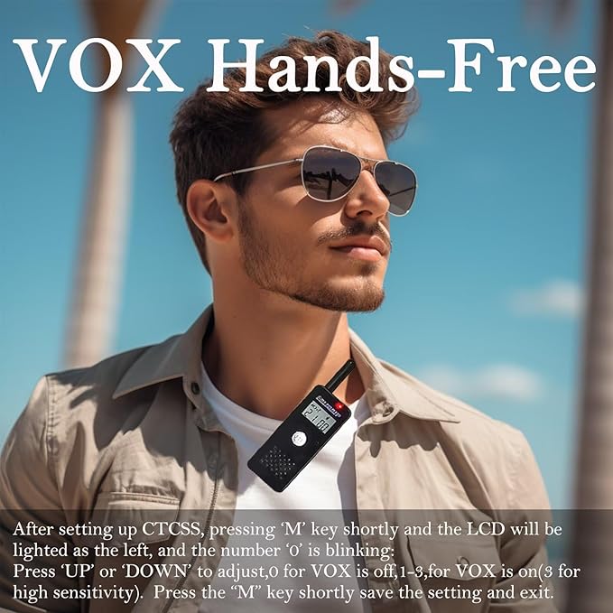 T-M16 Small Walkie Talkies,Portable Two Way Radio with Earpiece & Mic Set Headsets,VOX Hands Free for Restaurants,Hotel,Sports & Outdoor Activities,Hospitals,Tourism,Black 2 Pack