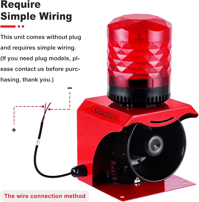 120dB Industrial Siren Alarm, IP65 Outdoor Sound and Light Alarm,, Adjustable Volume & Tone for Home, Office, Factory, Warehouse (Industrial, 110, V)