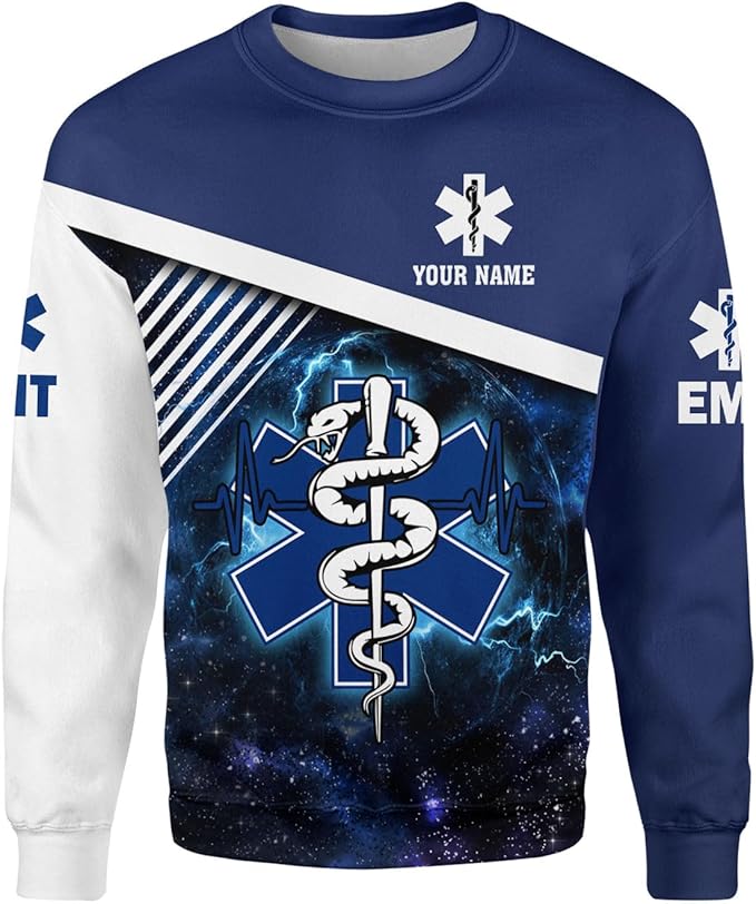 Personalized EMT 3D Shirt, EMT 3D Hoodie, 3D EMS Hoodies for Men, Medical Uniforms EMS Shirt, Emergency Medical Service Shirt