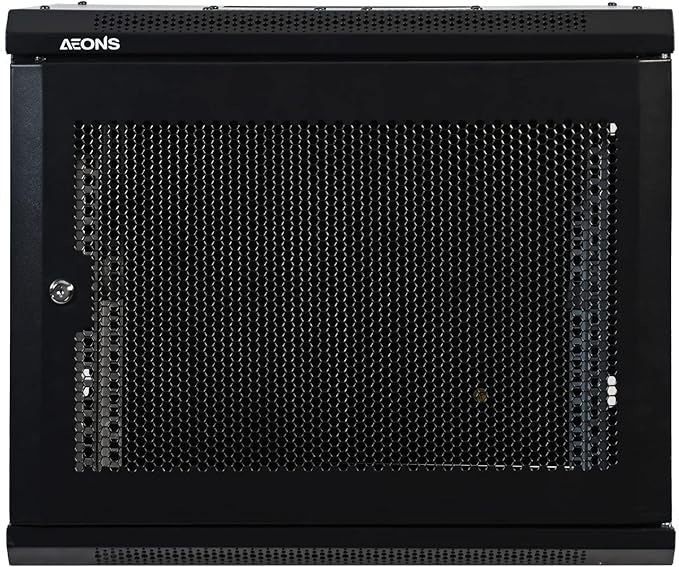 9U Professional Wall Mount Network Server Cabinet Enclosure 19-Inch Server Network Rack Meshed Door Low-Profile Black