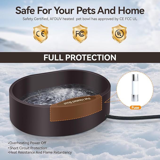 Heated Water Bowl for Dogs Cats Outdoor, 3.7L Thermostatic Heated Pet Bowl for Outside Dog Cat Chickens Duck Birds Waterer in Winter, Automatic Heated Dog Bowl Outdoor with Anti Chew Cord