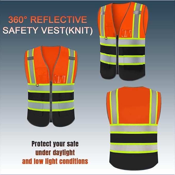 BeautyWill Custom Logo Safety Vest Class 2 High Visibility Reflective Vest for Men - Personalized Logo Team Vest