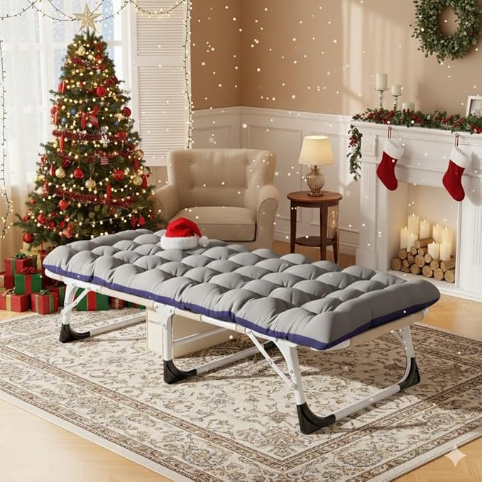 Slsy Folding Camping Cot for Adults with Pad, Padded Portable Sleeping Cots, Camp Bed with Carry Bag for Outdoor Travel, Beach, Hiking