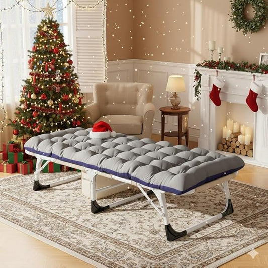 Slsy Folding Camping Cot for Adults with Pad, Padded Portable Sleeping Cots, Camp Bed with Carry Bag for Outdoor Travel, Beach, Hiking