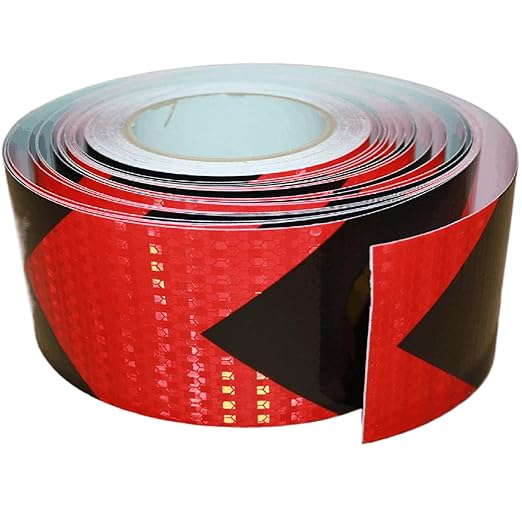 Red Black Reflective Tape 3 inch X 166 feet, Outdoor Waterproof Hazard Conspicuity Warning Industrial Marking Tape