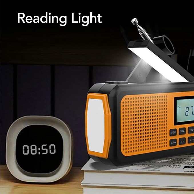 Emergency Radio, Hand Crank Solar USB Charging AM FM Shortwave NOAA Weather Radio with SOS Alarm LED Flashlight, for Outdoor Camping Hiking Live