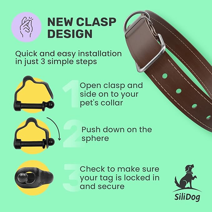 SiliDog - The Original Silicone Silent Dog Tag - Personalized Engraved Soundless Pet ID - As Seen On Shark Tank - Durable - Never Fades - Heart - Yellow