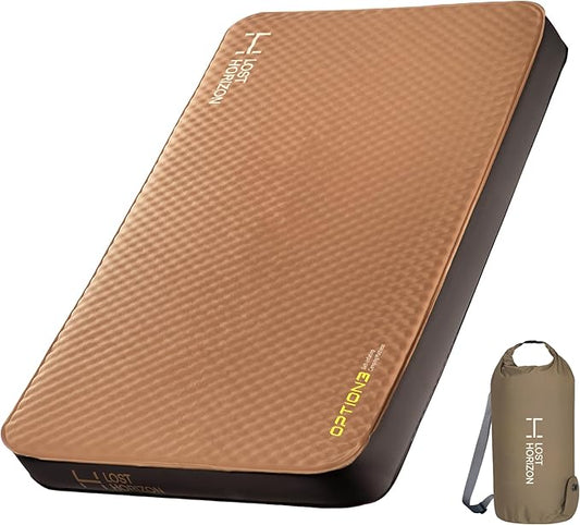 LOSTHORIZON Air & Foam Camping Mattress, Self-Inflating Sleeping Pad, 4.5" Thick, with Air Pump, Twin