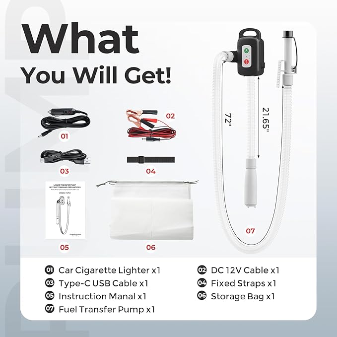 Rechargeable Fuel Transfer Pump with Auto Stop Sensor, Fast 3.2 GPM Flow Gas Can Pump Portable Fuel Pump, Lithium-Ion Battery Gas Transfer Pump for Oil, Diesel, Gasoline, Black