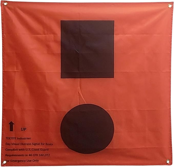 TEKTITE® Daytime Distress Signal Flag for Boats – Coast Guard Approved – SOS Orange Visual Safety Cloth Signal – Marine Boat Accessories – Boating, Signal, and Folding Flags - Made in USA