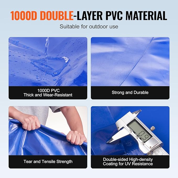 VEVOR 400L/105.7Gallon Water Storage Bladder, RV Water Tank, 1000D Blue PVC Collapsible Water Storage Containers, Large Capacity Soft Water Bag, Portable Water Bladder,Garden Irrigation, Camping