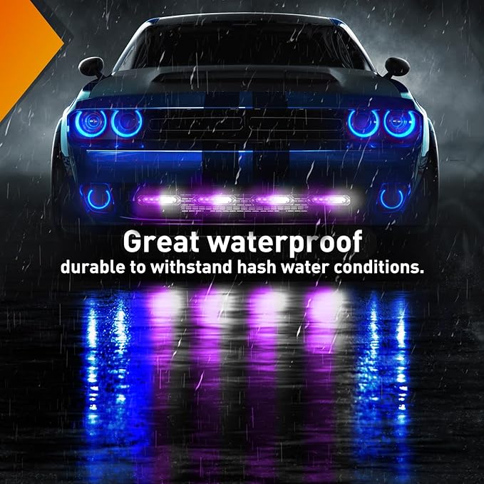 Nilight 6LED Emergency Strobe Lights 4PCS Ultra Slim Surface Mount Hazard Caution Light bar 12-24V Sync Feature Warning Flashing Light kit for Truck Car Vehicle ATV SUV UTV Purple and White