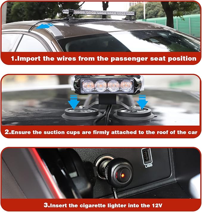 WINECO RED Blue Roof top Light bar Magnetic Flashing 56 LED Emergency Strobe Light Bar for Volunteer POV Firefighter EMS Law Enforcement Vehicles Police Cars, Double Side Safety Warning Beacon Lights