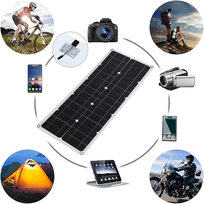 Asixxsix Solar Panel Kit, 100W OBD Plug Solar Charge Controller Foldable Panel Energy Storage Flexible, Monocrystalline Kit for Outdoor RV Boat