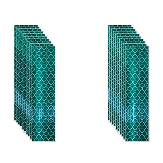 Non Fading Green Reflective Stickers 1 inch X 4 inch, Outdoor Waterproof High Visibility Warning Safety Adhesive Reflector Tape (20 Pcs)