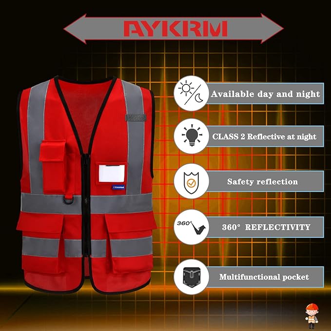 A-SAFETY High Visibility Reflective Safety Vest Customize Logo (XS-8XL)