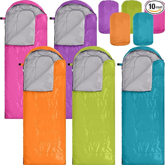 Macarrie 10 Pcs Bulk Sleeping Bags for Homeless Donation Shelter Adults 0 Degree Waterproof Sleeping Bags with Compression Sack for Cold Weather Emergency Hiking Camping Warm