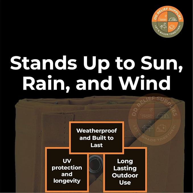 Heavy Duty Waterproof Canvas Tarp Brown – 6 x 8', with Grommets | Durable Multipurpose Cover for Camping, Canopies, Tents, Trailers, Machinery & Equipment
