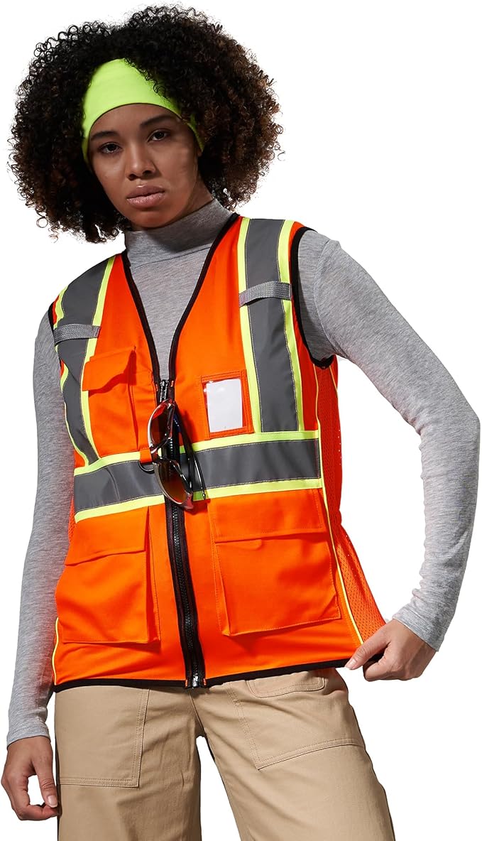AYKRM Custom Logo Personalised Printed High Visibility Reflective 2 two tone work construction Safety Vest
