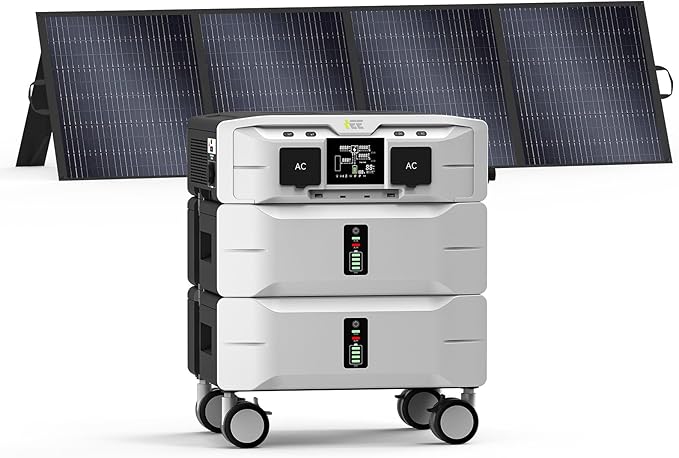 IEE SP5000 Power Station & Solar Generator with 1×200W Panels Included,5000W (Peak 9000W)120/240V Dual Voltage,5120Wh EV-Grade LFP Batteries,3500W 1.6H Fast Charge,EPS&APP for Home Backup.