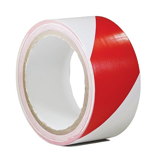 GGR Supplies SST-618C Red & White Hazard Warning Safety Stripe Tape: 2" in. Wide x 18 yds.