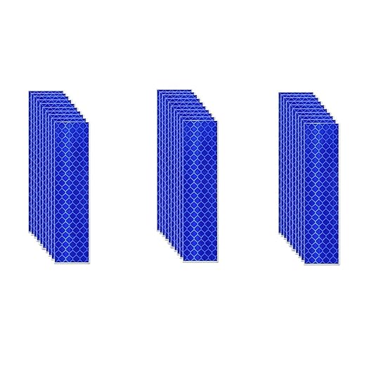Blue Reflective Stickers 1 inch X 4 inch, Outdoor Waterproof High Visibility Warning Safety Adhesive Reflector Tape (30 Pcs)